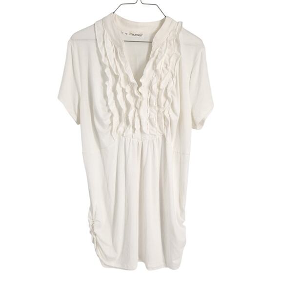 Maurices Cream Short Sleeve Top - Women's Size 1X - Picture 1 of 4